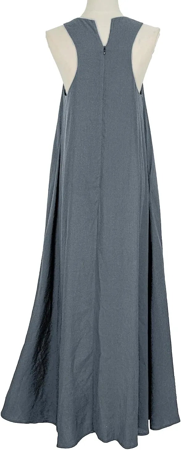 Rainday Women's Linen Dress Sleeveness Loose Dresses Casual Maxi Dress with Pockets