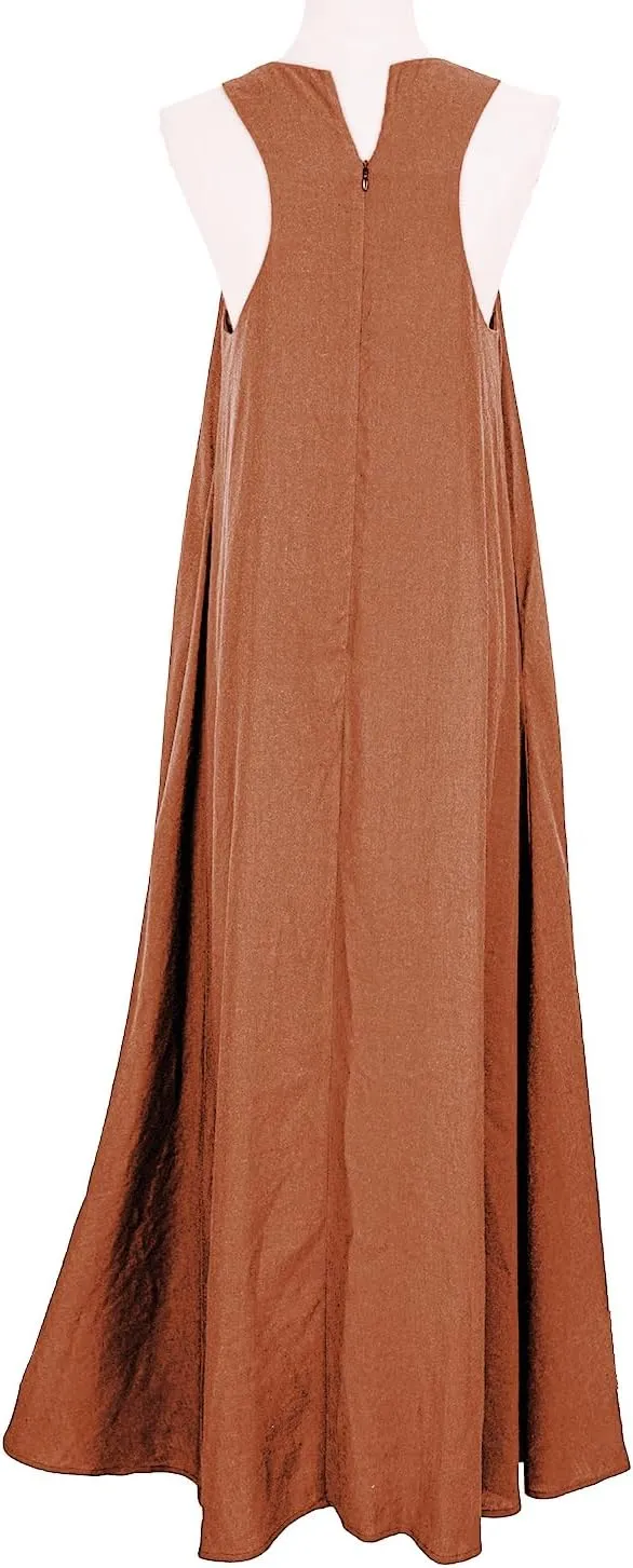 Rainday Women's Linen Dress Sleeveness Loose Dresses Casual Maxi Dress with Pockets