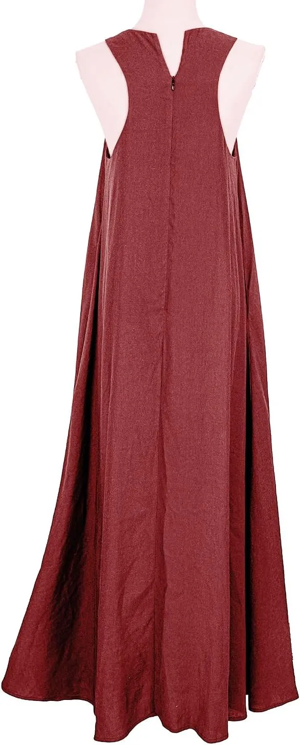 Rainday Women's Linen Dress Sleeveness Loose Dresses Casual Maxi Dress with Pockets