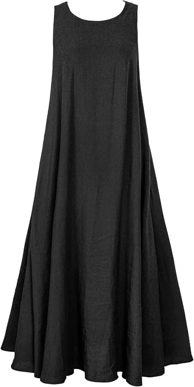 Rainday Women's Linen Dress Sleeveness Loose Dresses Casual Maxi Dress with Pockets