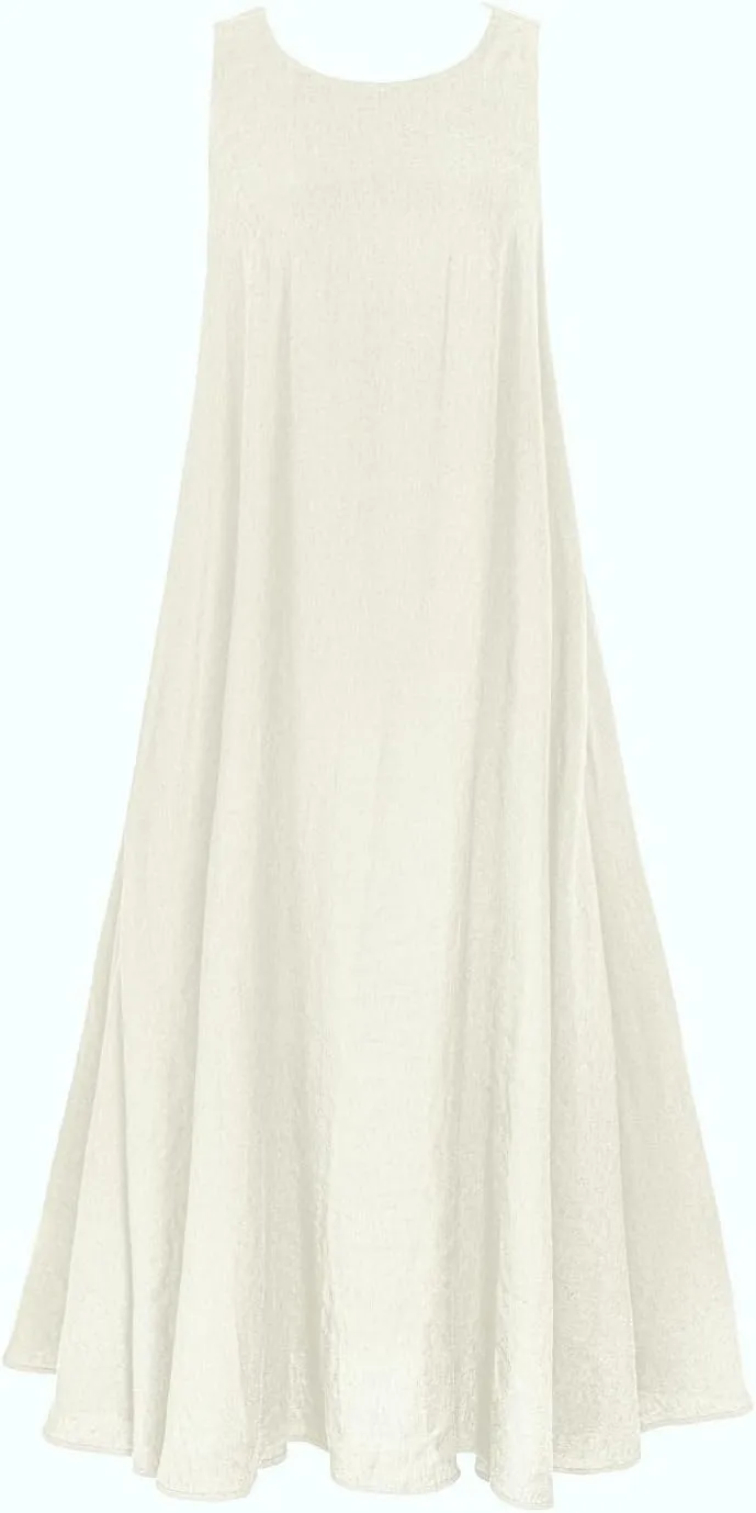 Rainday Women's Linen Dress Sleeveness Loose Dresses Casual Maxi Dress with Pockets