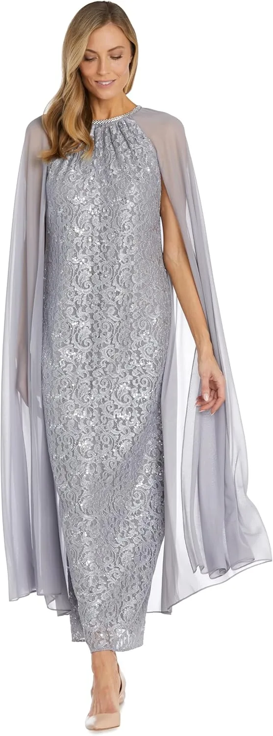 R&M Richards Womens Lace Embellished Evening Dress