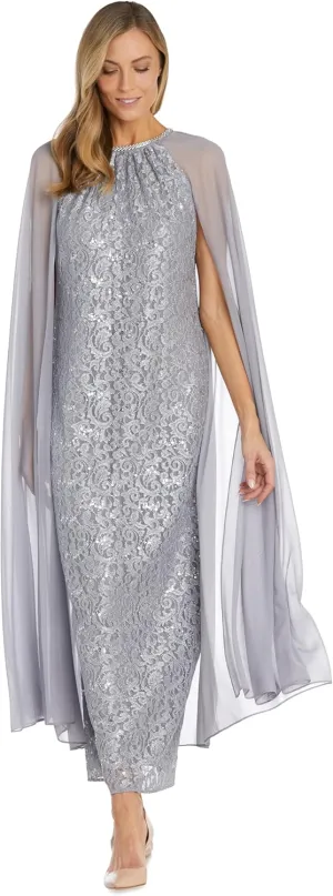 R&M Richards Womens Lace Embellished Evening Dress