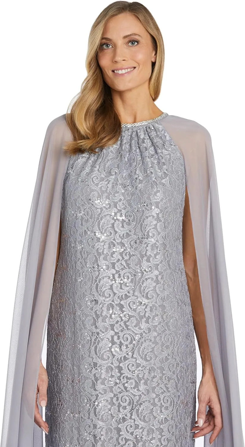 R&M Richards Womens Lace Embellished Evening Dress