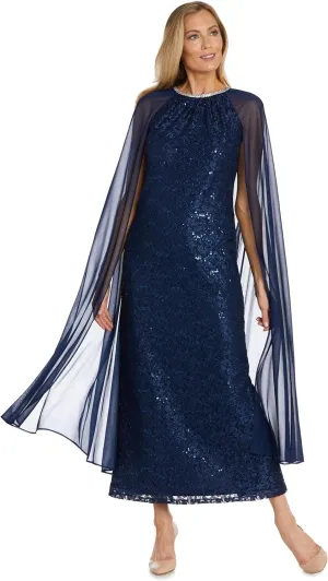 R&M Richards Womens Lace Embellished Evening Dress