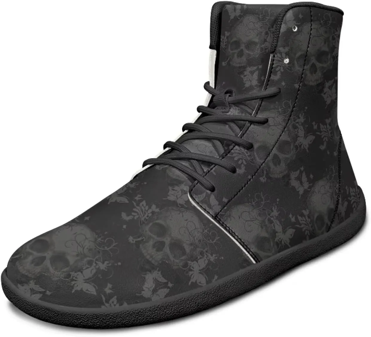 Retro Skull Women's Minimalist Barefoot Shoes High Top Zero Drop Sole Wide Width Fashion Sneaker Non Slip