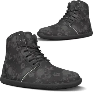 Retro Skull Women's Minimalist Barefoot Shoes High Top Zero Drop Sole Wide Width Fashion Sneaker Non Slip
