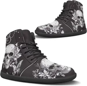 Retro Skull Women's Minimalist Barefoot Shoes High Top Zero Drop Sole Wide Width Fashion Sneaker Non Slip