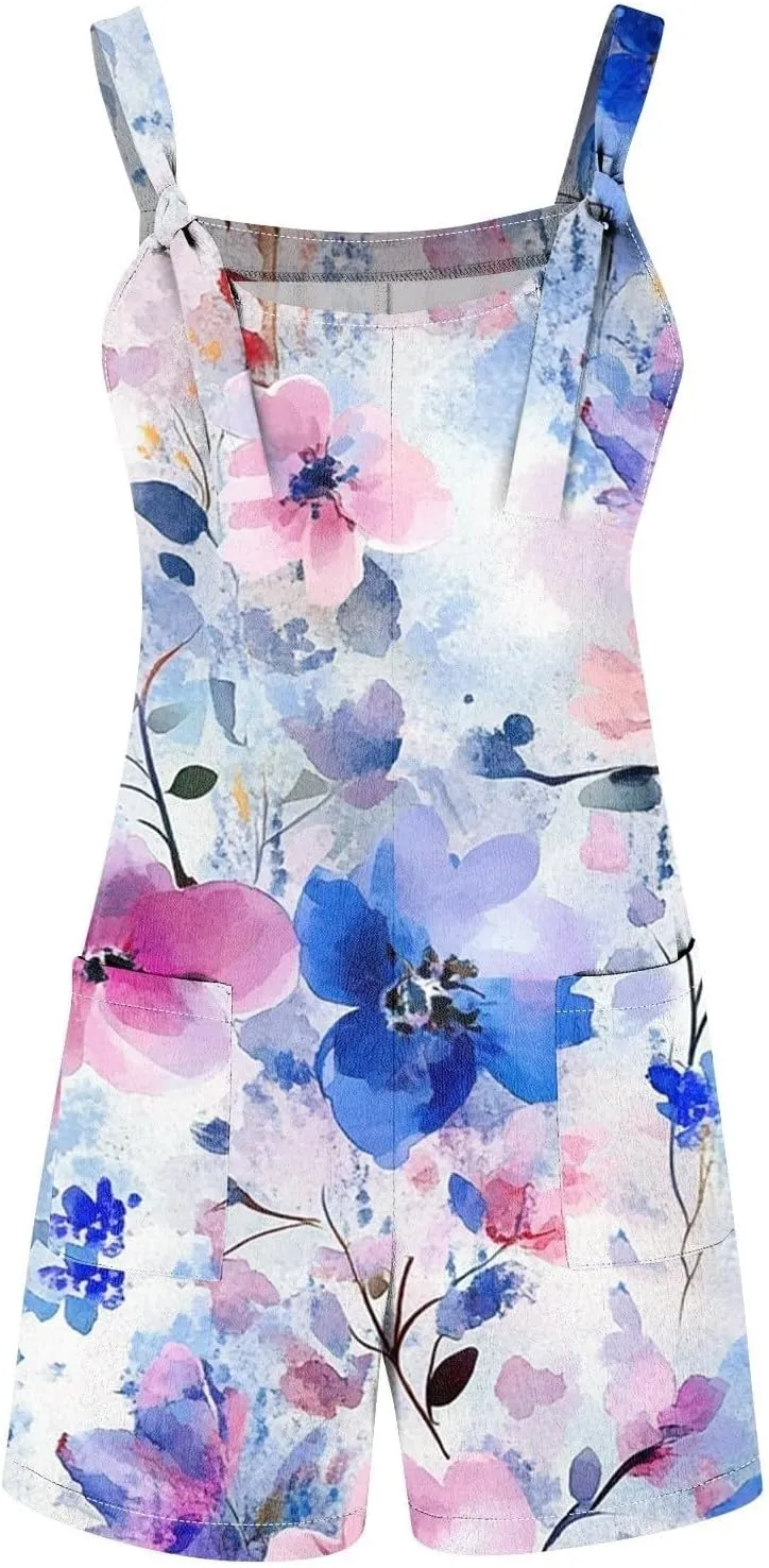 Romper for Women 2025 Summer Casual Sleeveless Jumpsuits Loose Fit Adjustable Strap Shorts Overalls Beach Vacation Outfits