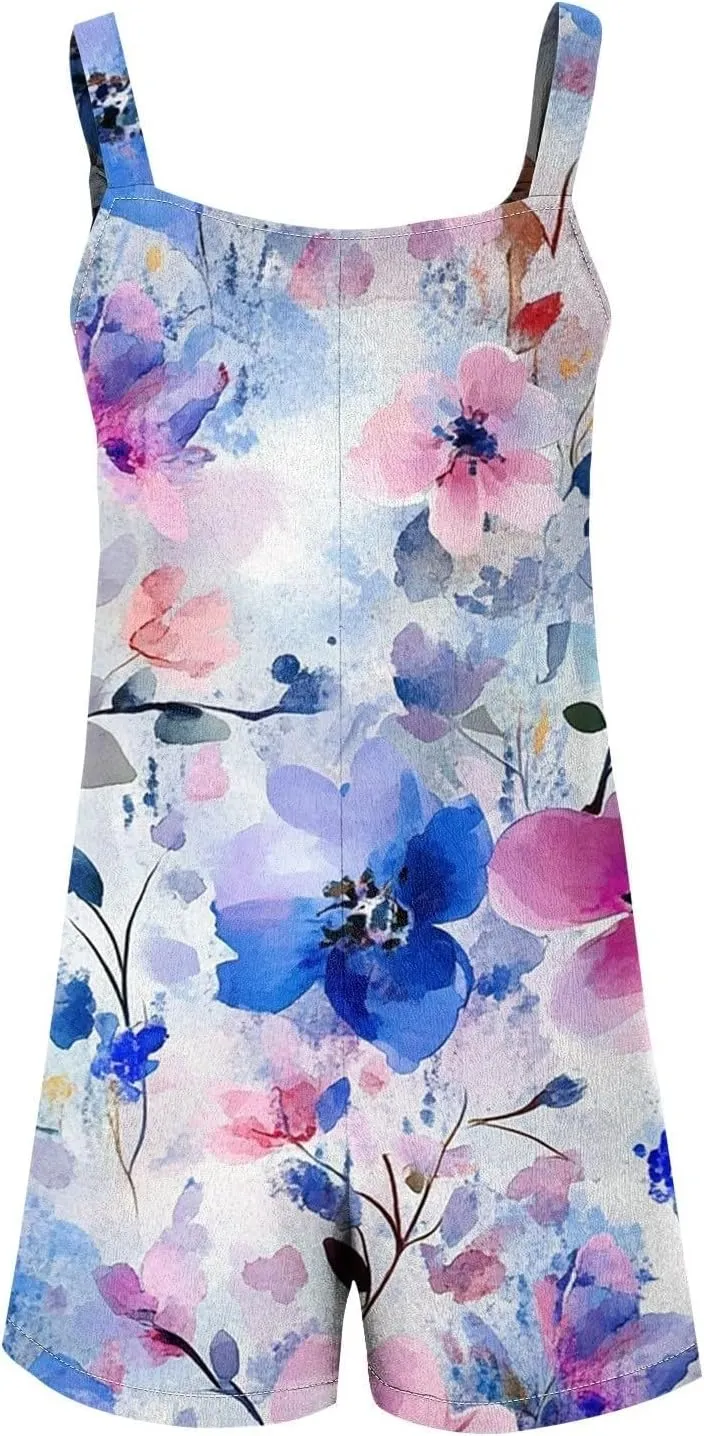 Romper for Women 2025 Summer Casual Sleeveless Jumpsuits Loose Fit Adjustable Strap Shorts Overalls Beach Vacation Outfits