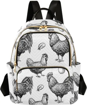 Roosters Farmhouse Small Backpack Purse for Women Travel Diaper Bag Daypack Backpacks for Shopping Vacation