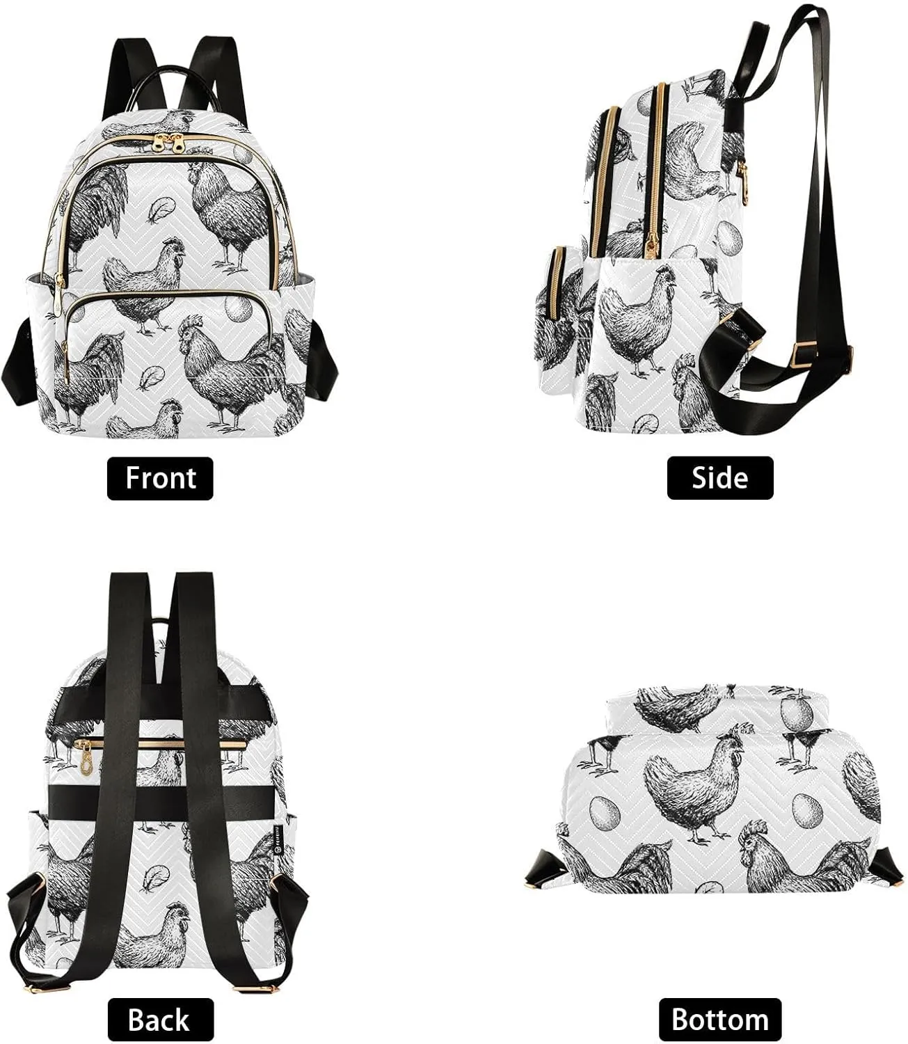 Roosters Farmhouse Small Backpack Purse for Women Travel Diaper Bag Daypack Backpacks for Shopping Vacation