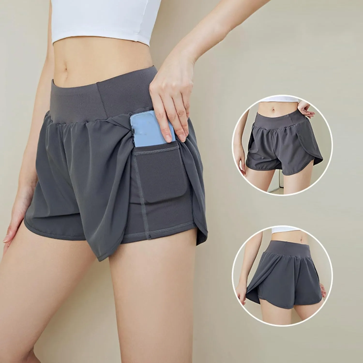 Running Shorts for Women Summer Lightweight Soft Comfort Athletic Sports Shorts High Waist Stretchy Short Pant