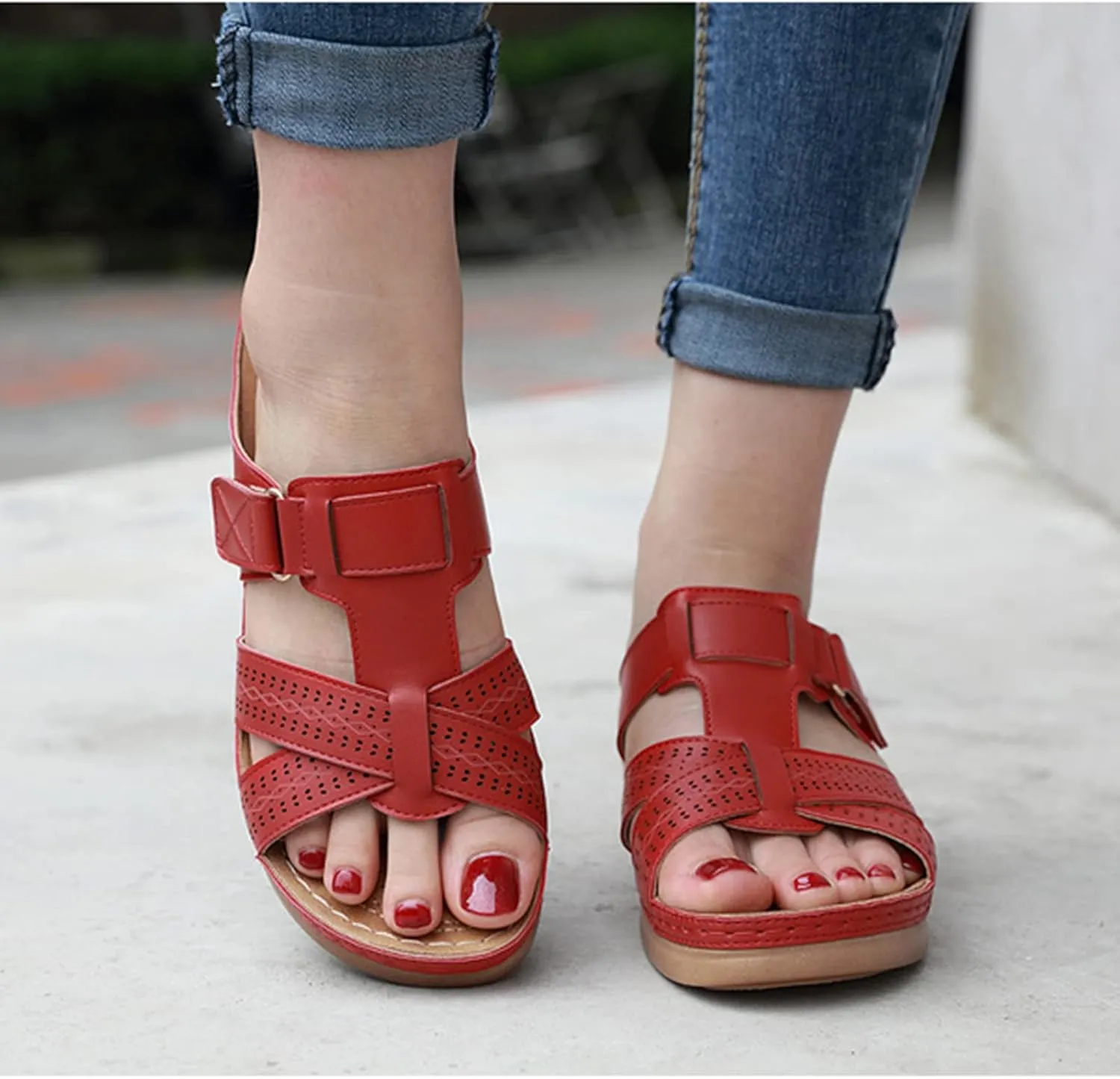 Sandals for Women Wedge Shoes Comfortable Orthopedic Slip On Slipper Sandals Dressy Casual Soft Cushion Slides Sandal Summer Shower Shoes On Feet All Day