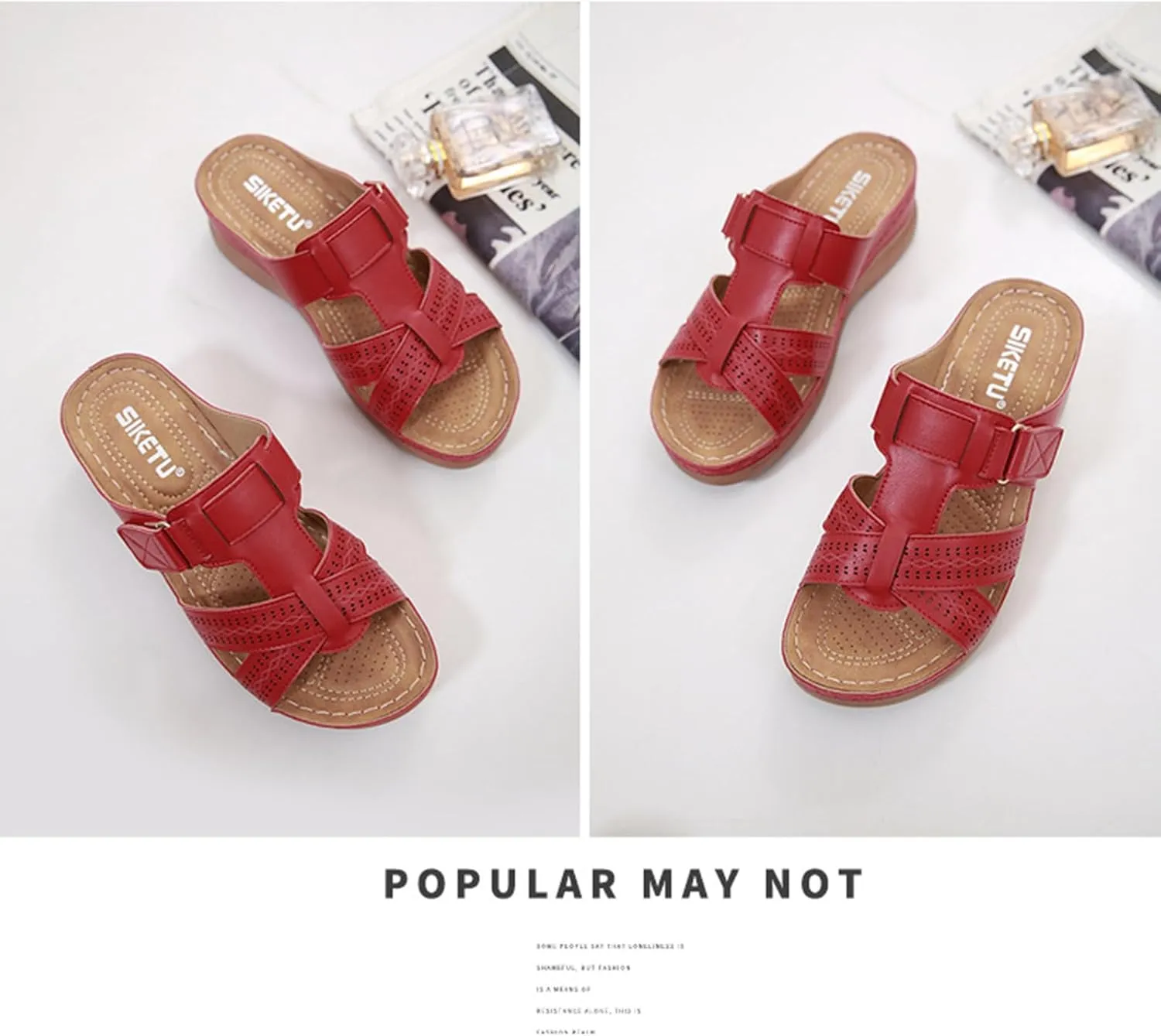 Sandals for Women Wedge Shoes Comfortable Orthopedic Slip On Slipper Sandals Dressy Casual Soft Cushion Slides Sandal Summer Shower Shoes On Feet All Day