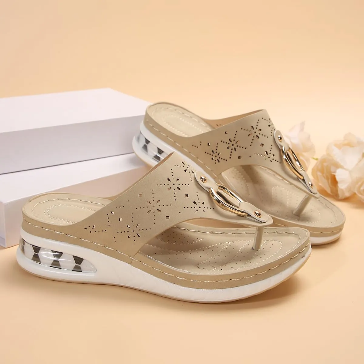 Sandals for Women Wedge Shoes Comfortable Orthopedic with Arch Support Flip Flops Sandals Comfort Comfortable Beach Dressy Summer Slippers Casual Walking Split Toed Thong Wedges Sandal