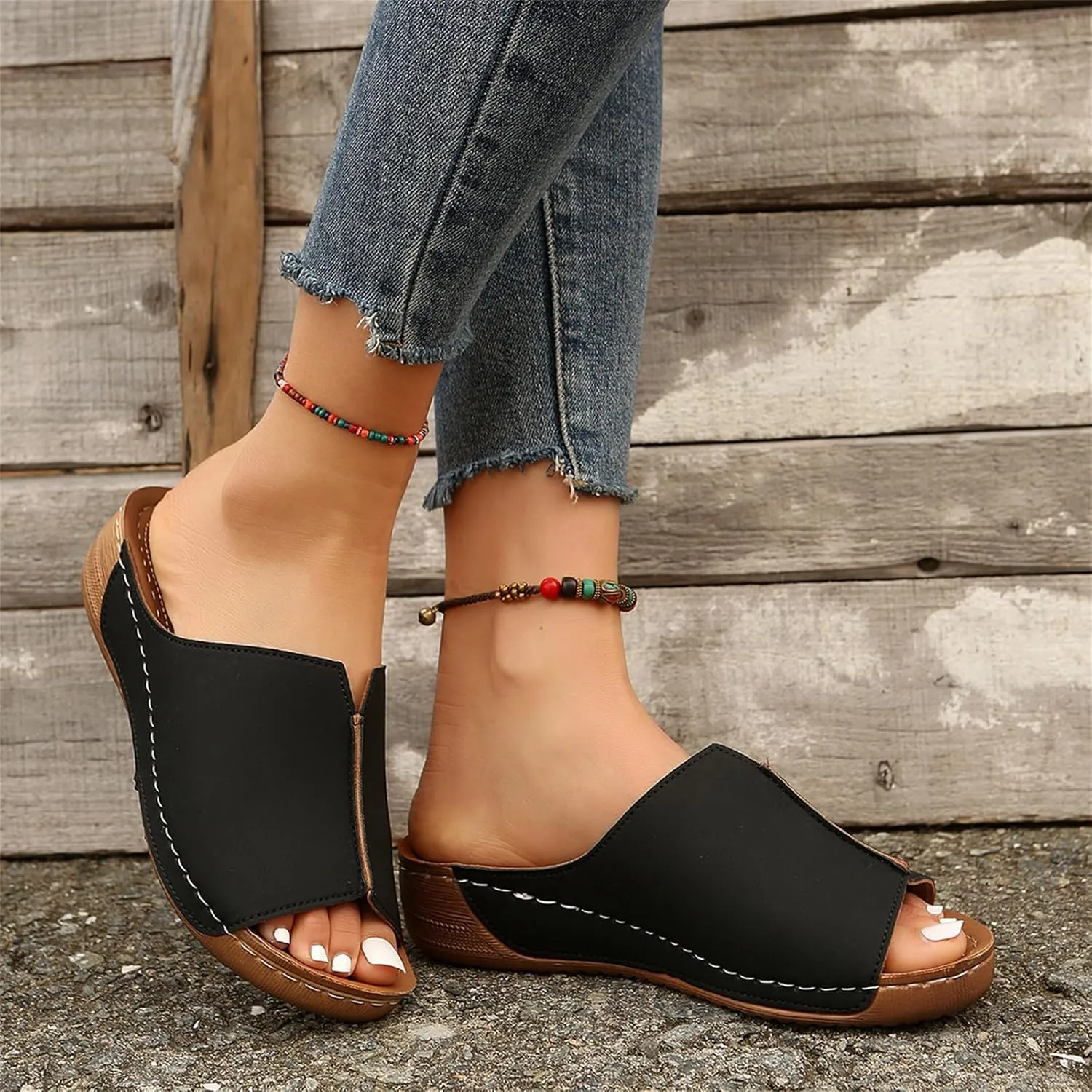 Sandals Women Comfortable Dressy Wedge Sandals Orthopedic Slippers Arch Support Orthotic Flip Flops Summer Walking Slides