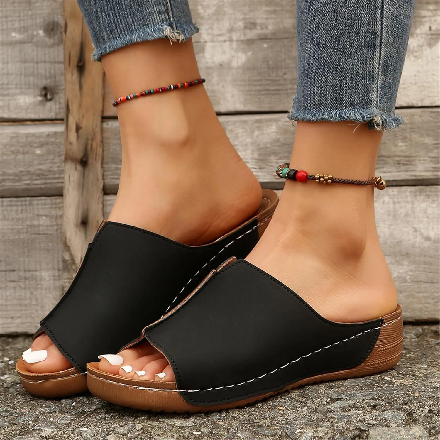 Sandals Women Comfortable Dressy Wedge Sandals Orthopedic Slippers Arch Support Orthotic Flip Flops Summer Walking Slides