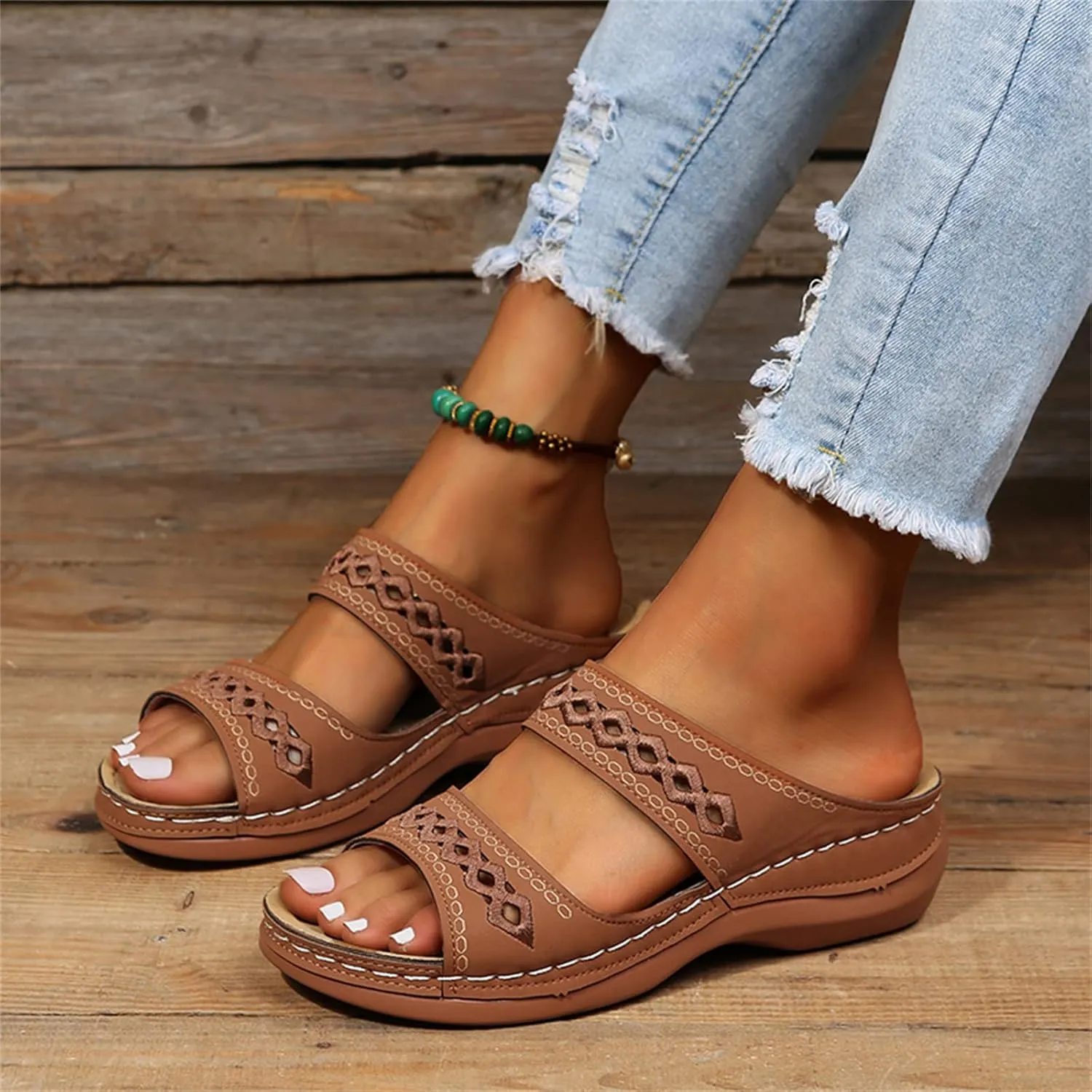 Sandals Women Dressy Summer Flat Island Cute Casual Beach Shoes Orthotic Flip Flops Slides Orthopedic Slippers 2025