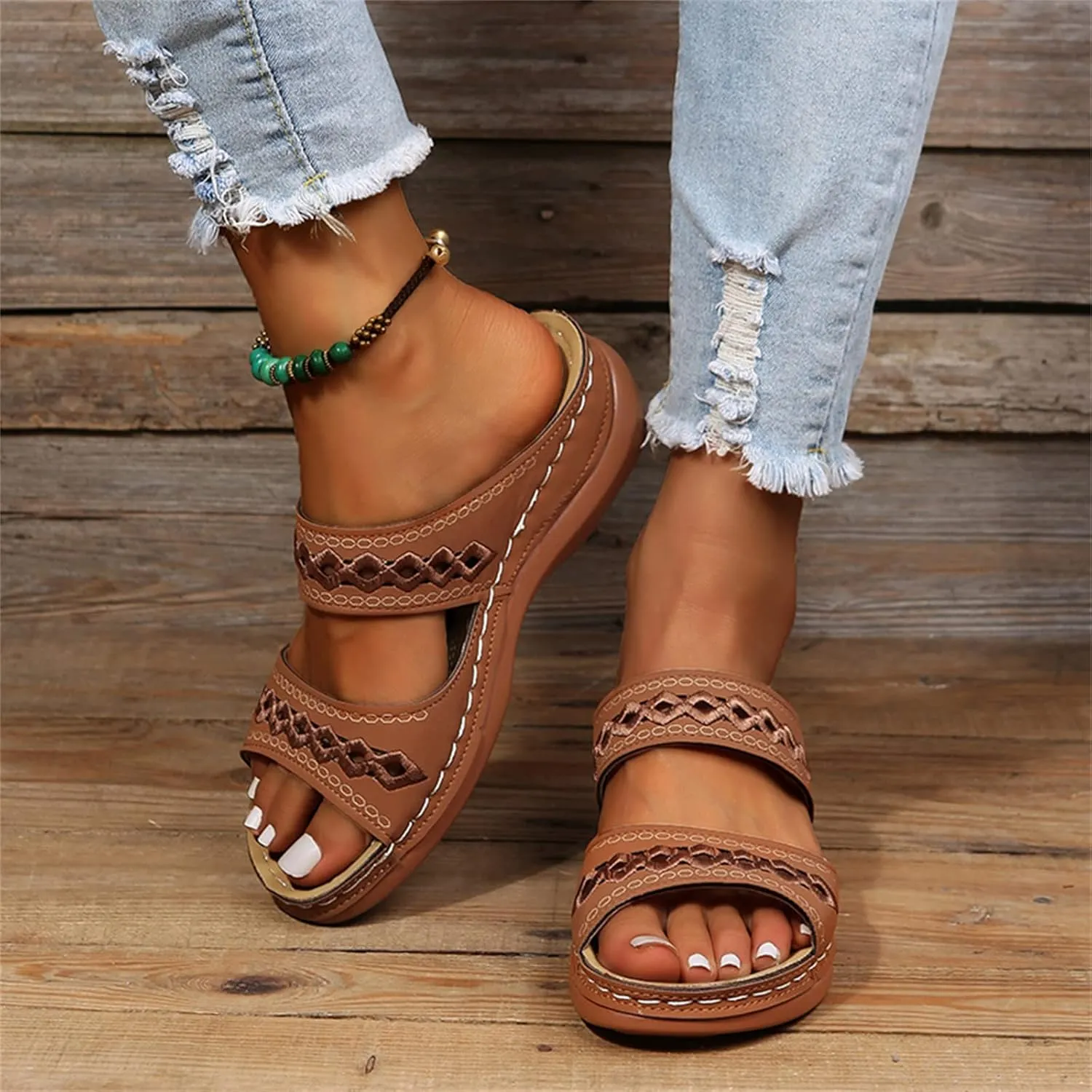 Sandals Women Dressy Summer Flat Island Cute Casual Beach Shoes Orthotic Flip Flops Slides Orthopedic Slippers 2025