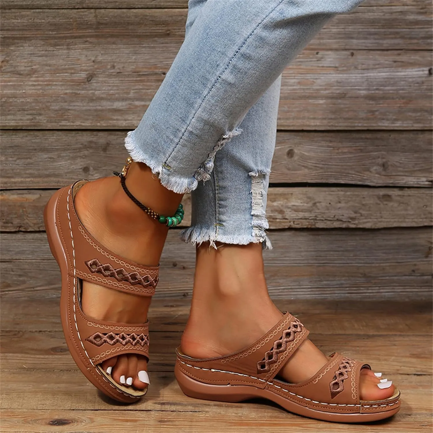 Sandals Women Dressy Summer Flat Island Cute Casual Beach Shoes Orthotic Flip Flops Slides Orthopedic Slippers 2025