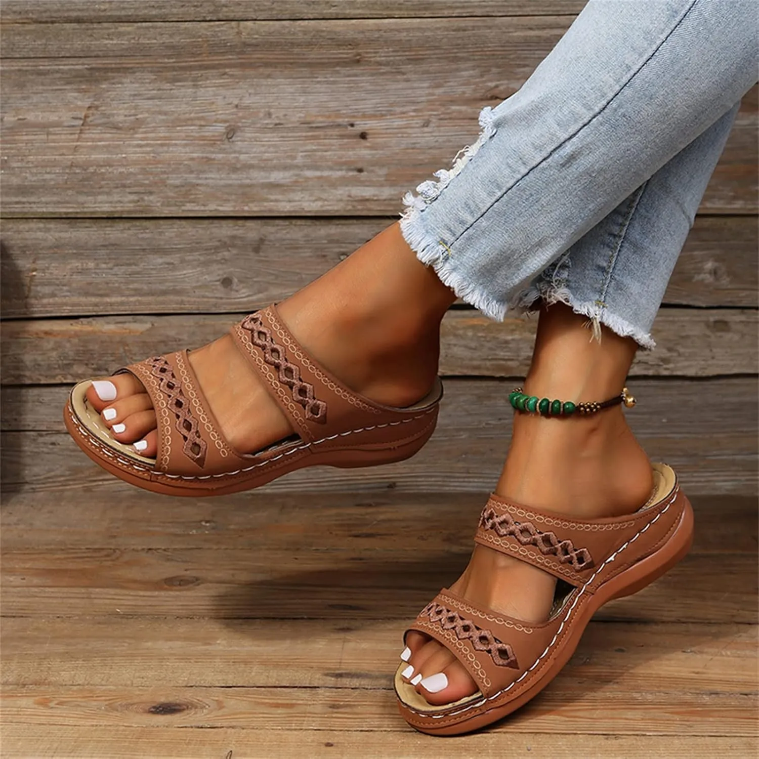 Sandals Women Dressy Summer Flat Island Cute Casual Beach Shoes Orthotic Flip Flops Slides Orthopedic Slippers 2025