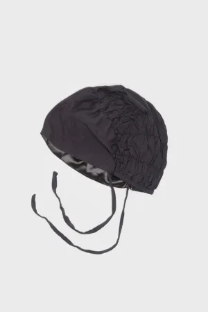Satin-Blend Charcoal Scrunchie Hijab Cap