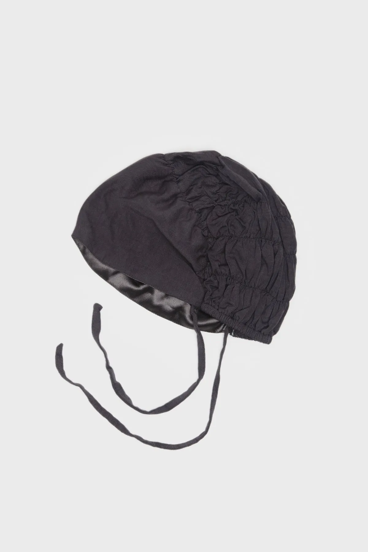 Satin-Blend Charcoal Scrunchie Hijab Cap