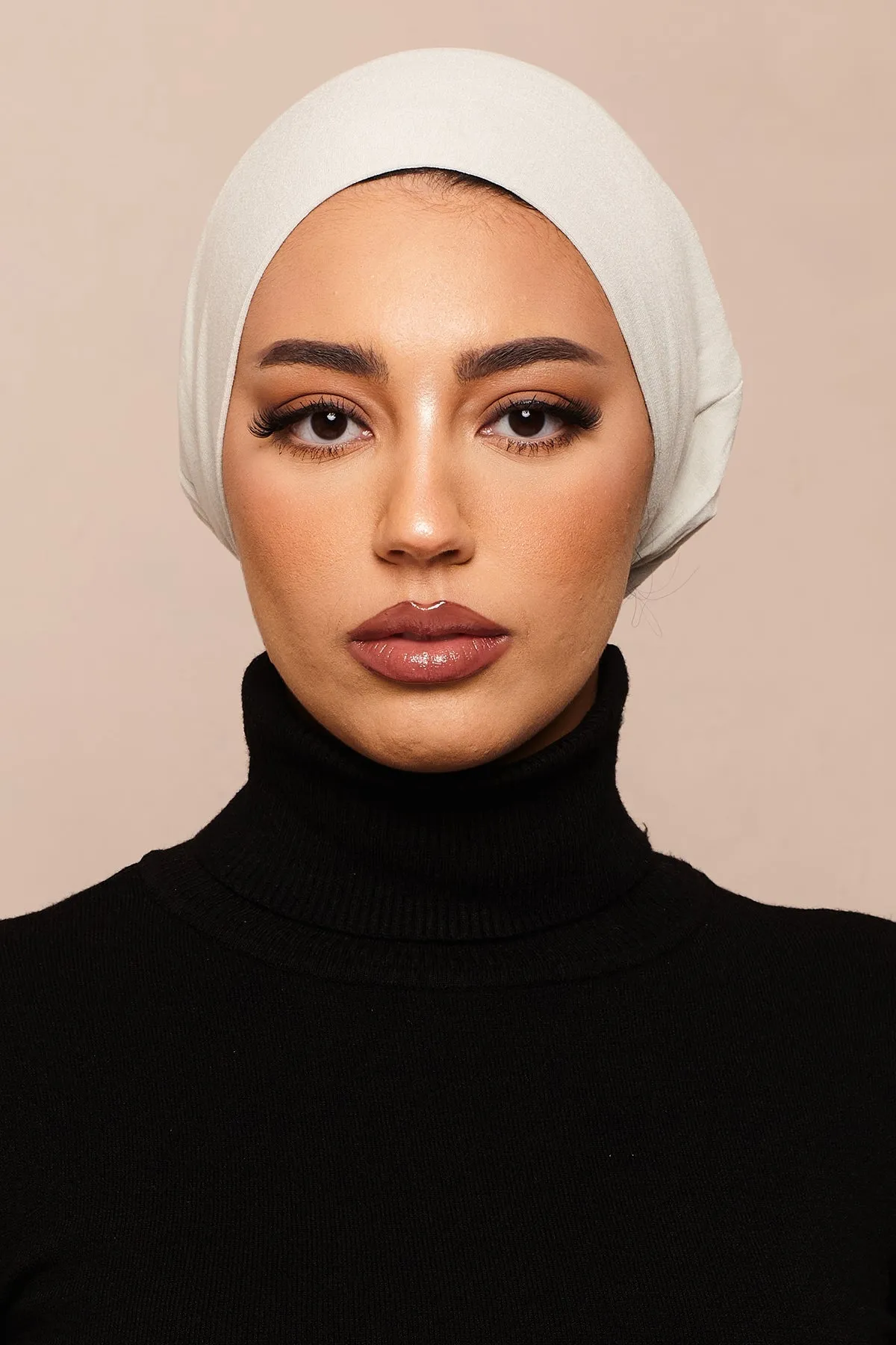 Satin-Blend Foggy Grey Bamboo Jersey Hijab Cap