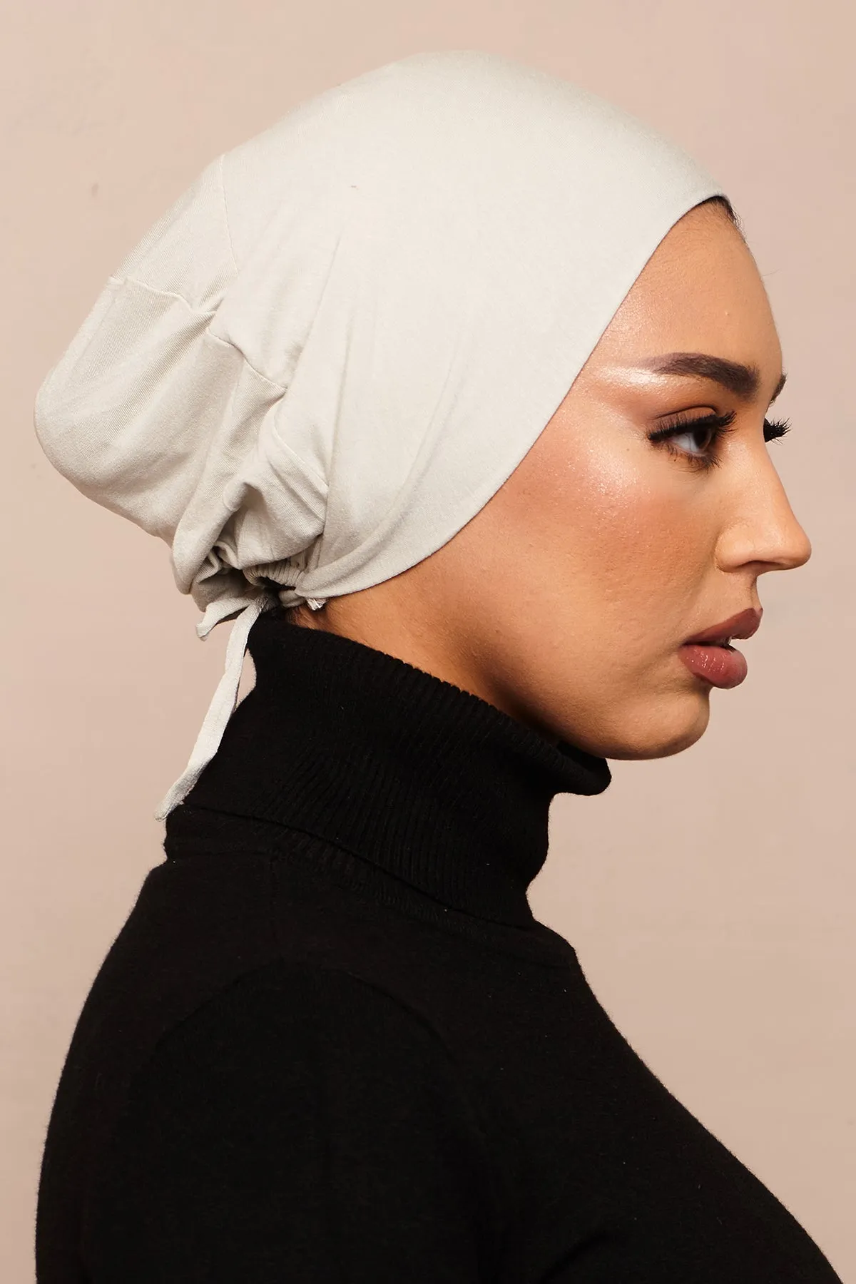 Satin-Blend Foggy Grey Bamboo Jersey Hijab Cap