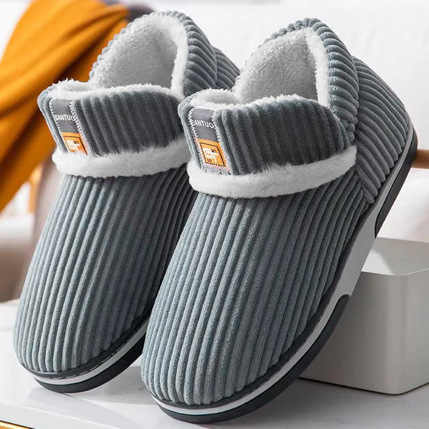 SBGMoSJ Womens Slip On Wide Width Indoor/Outdoor House Slippers Mens House Shoes Fuzzy Slippers for Women Indoor and Outdoor Fuzzy Slippers for Women Indoor Cute Christmas Mugs Gifts for Him 2023