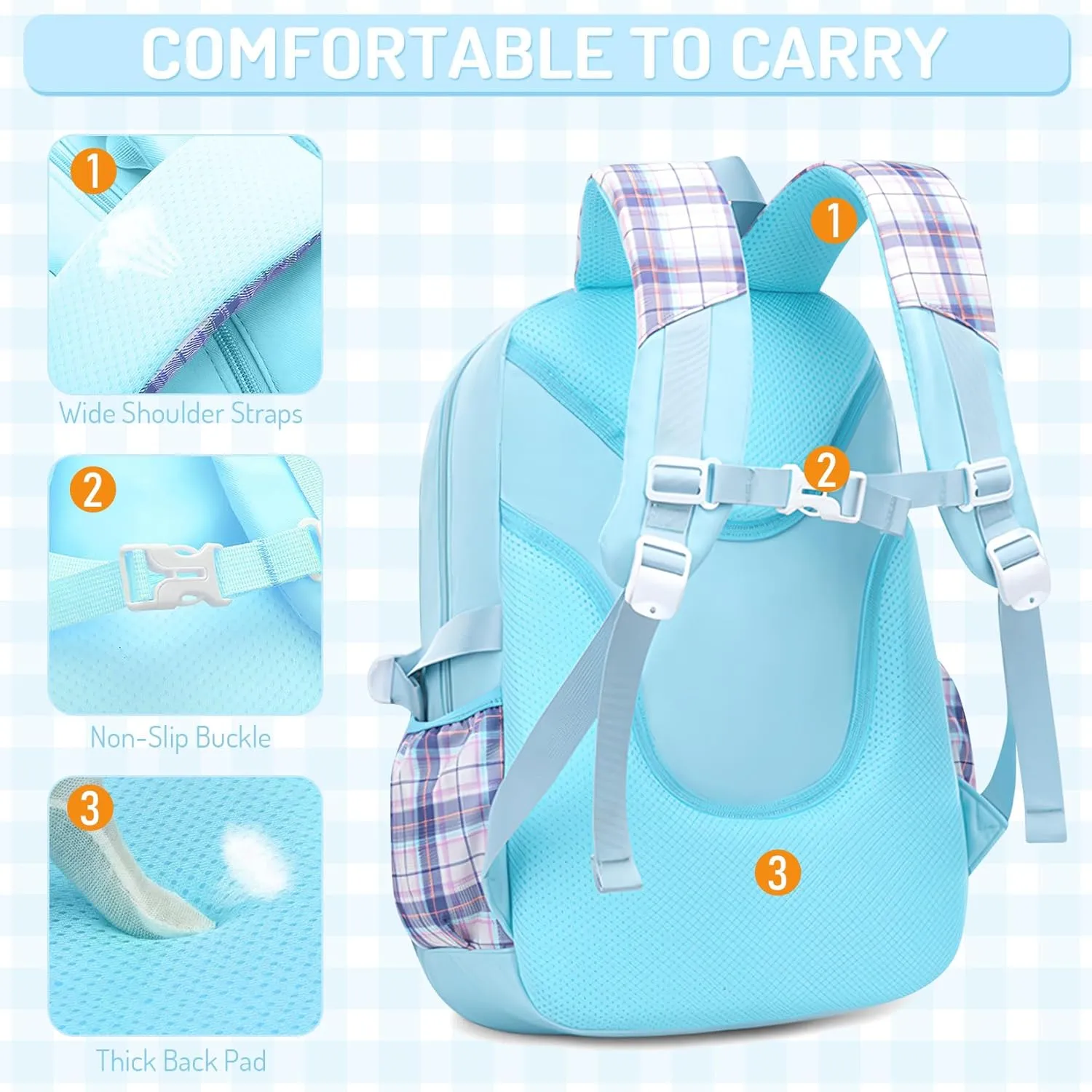 School Backpacks for Girl - 5PCS Cute Girls Backpack with Lunch Box Set for Kids Teens Elementary Middle School,18" Large Capacity Bookbag with Multiple Pockets,Perfect for Travel and School