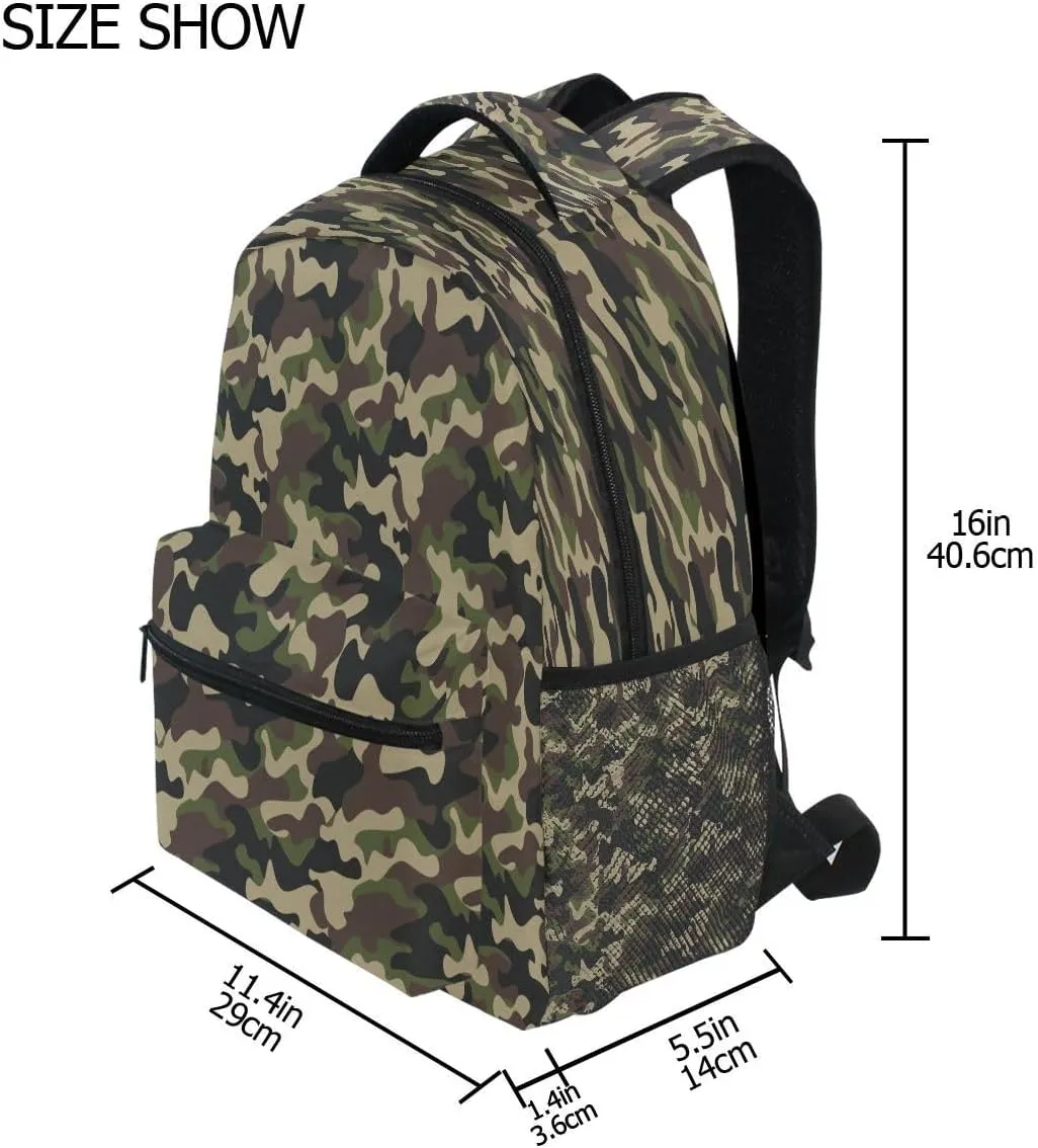 School Laptop Backpack Camo Camouflage for Girls Kids Boys Military Texture Bookbag Elementary College Travel Hiking Daypack Backpacks with Name Brand for Men Women