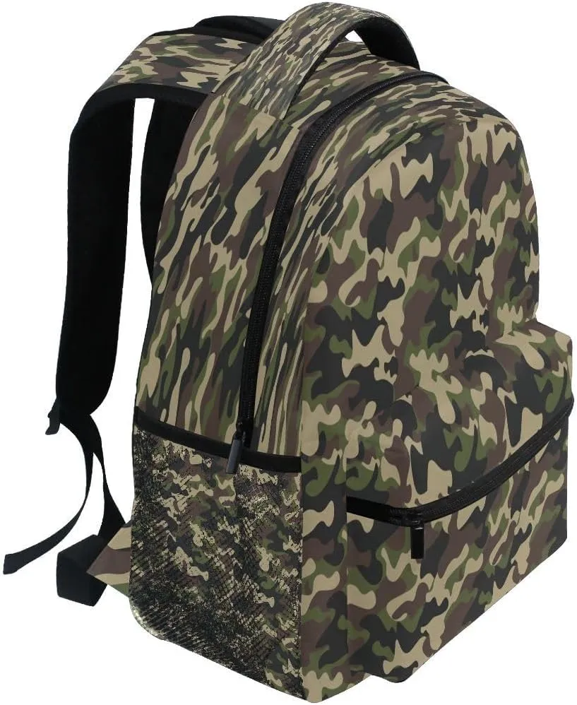 School Laptop Backpack Camo Camouflage for Girls Kids Boys Military Texture Bookbag Elementary College Travel Hiking Daypack Backpacks with Name Brand for Men Women