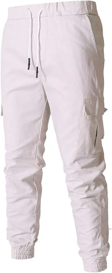 sdbrld Cargo Pants For Men Men's Outdoor Hiking Joggers Fashion Solid Drawstring Recreation Fitness Cargo Pants with Pocket