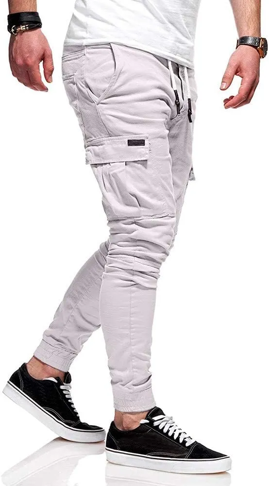 sdbrld Cargo Pants For Men Men's Outdoor Hiking Joggers Fashion Solid Drawstring Recreation Fitness Cargo Pants with Pocket