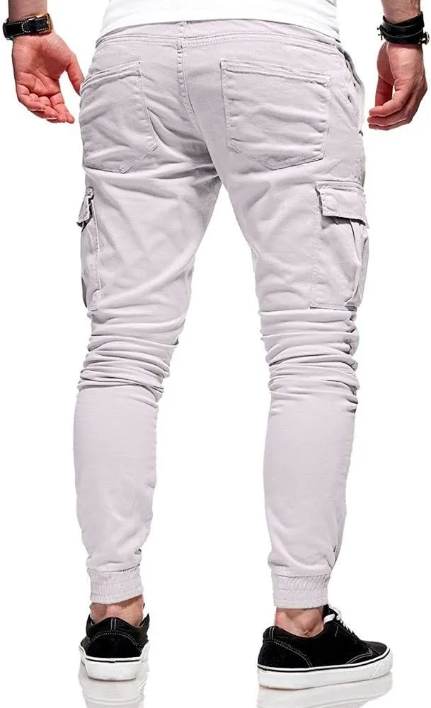 sdbrld Cargo Pants For Men Men's Outdoor Hiking Joggers Fashion Solid Drawstring Recreation Fitness Cargo Pants with Pocket