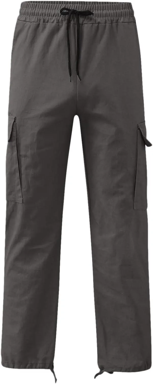 sdbrld Cargo Pants For Men Men's Relaxed Fit Beach Pants Streetwear Baggy Trousers Fashion Cargo Pants with Zipper Pockets