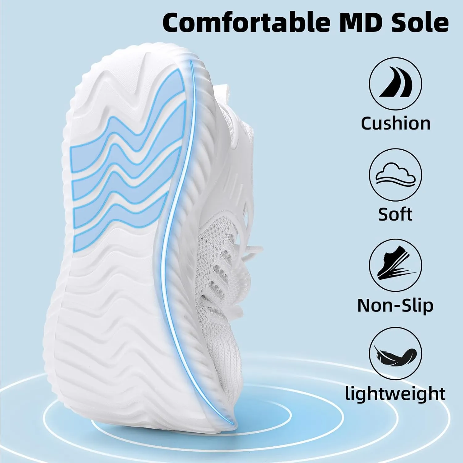 SDolphin Walking Shoes Mens Sneakers - Slip on Memory Foam Tennis Running Shoes for Athletic Workout Gym Jogging Lightweight Breathable Casual Sneakers