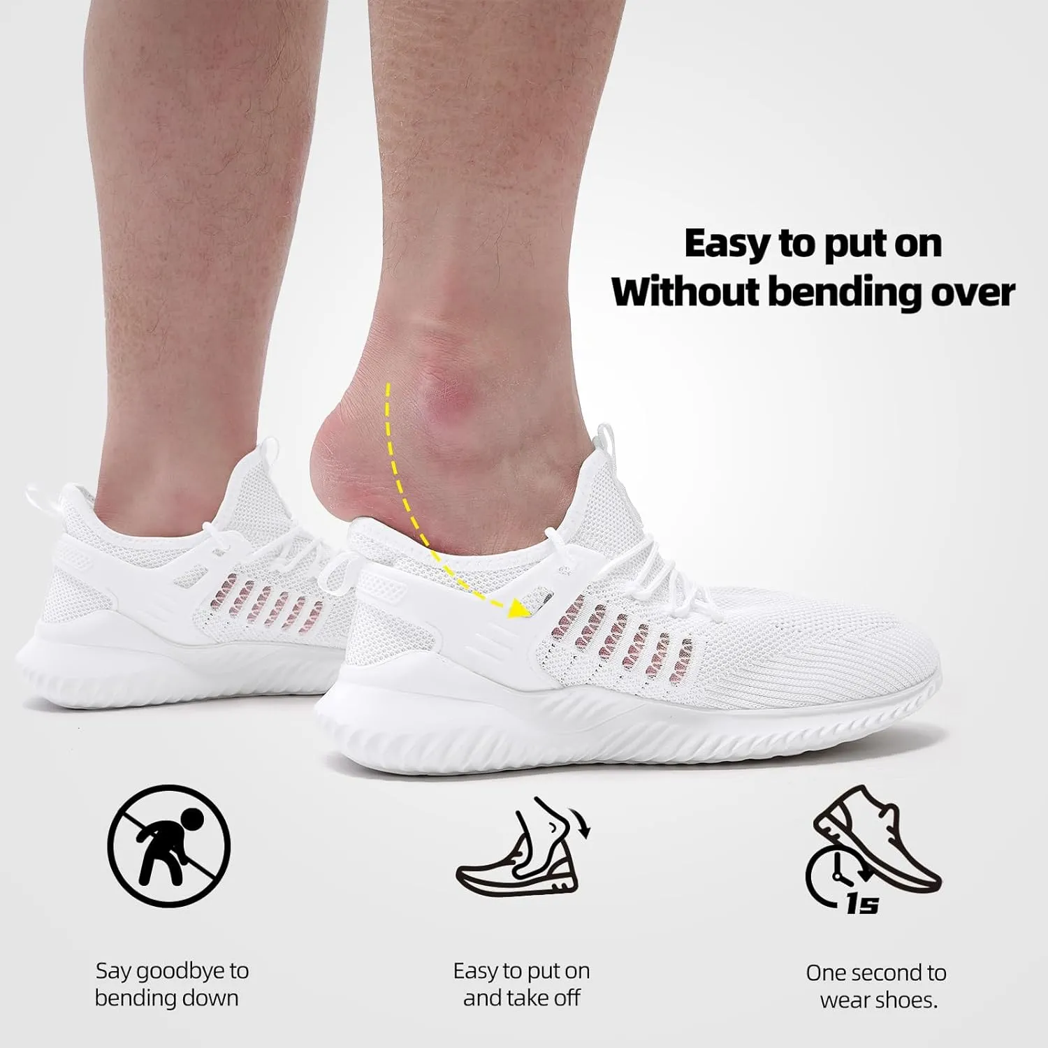 SDolphin Walking Shoes Mens Sneakers - Slip on Memory Foam Tennis Running Shoes for Athletic Workout Gym Jogging Lightweight Breathable Casual Sneakers