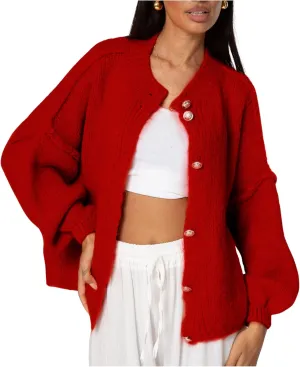 SeekMe Womens Cardigan Sweaters Casual Lightweight Long Sleeve Button Up Knit Oversized 2024 Fall Outwear