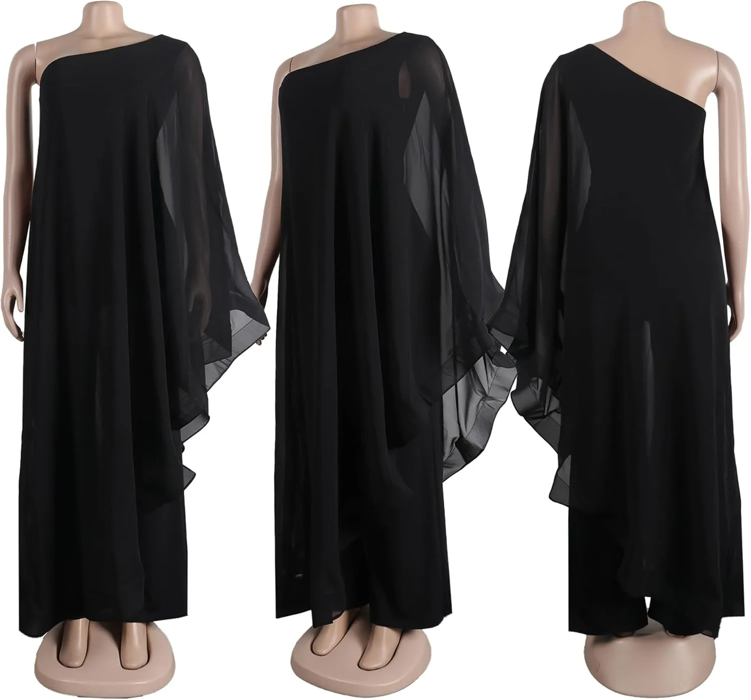 Sexy Jumpsuits for Women One Shoulder Ruffle Patchwork Elastic Wide Leg Long Pants Elegant Jumpsuit Rompers