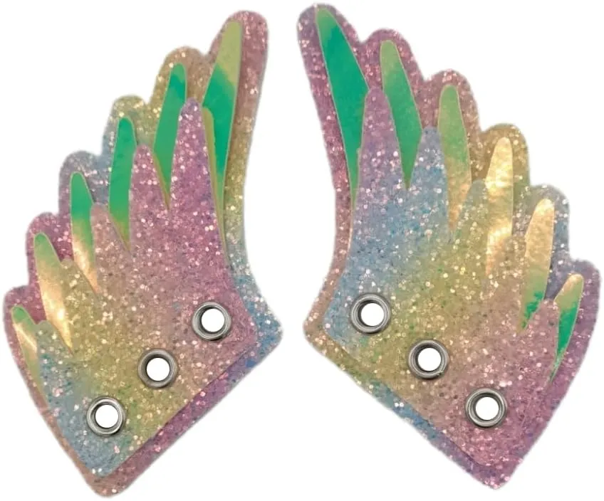 Shiny Metallic Sequin Shoe Wings Accessories, Roller Skate Canvas Sneaker Wing Charm Accessories, Shoelace Accessories Charms