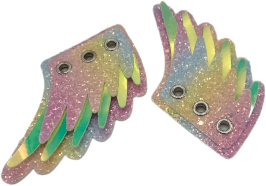 Shiny Metallic Sequin Shoe Wings Accessories, Roller Skate Canvas Sneaker Wing Charm Accessories, Shoelace Accessories Charms