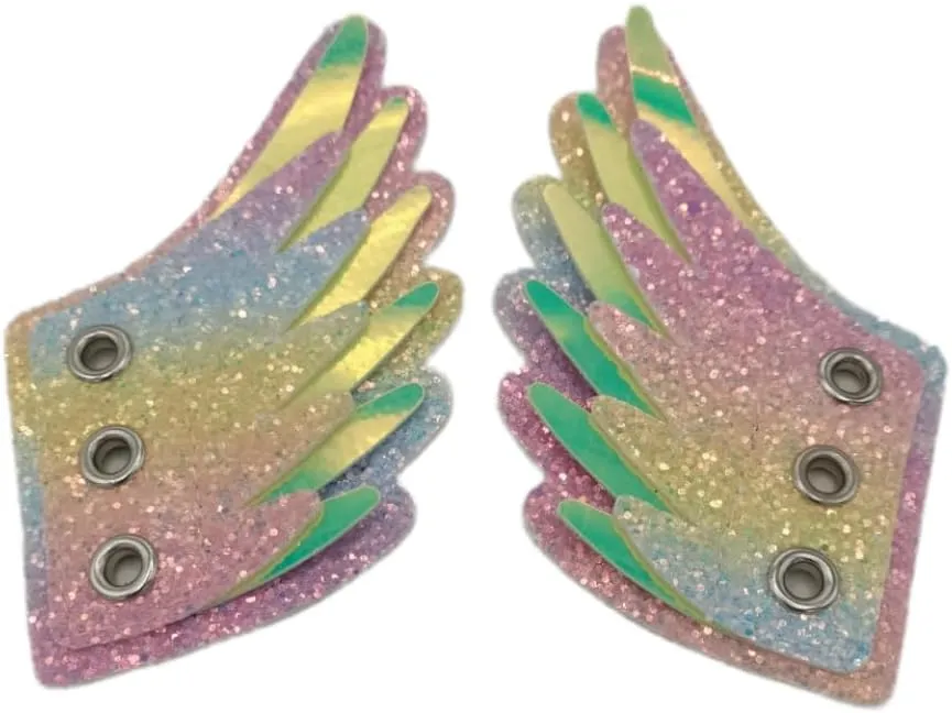 Shiny Metallic Sequin Shoe Wings Accessories, Roller Skate Canvas Sneaker Wing Charm Accessories, Shoelace Accessories Charms