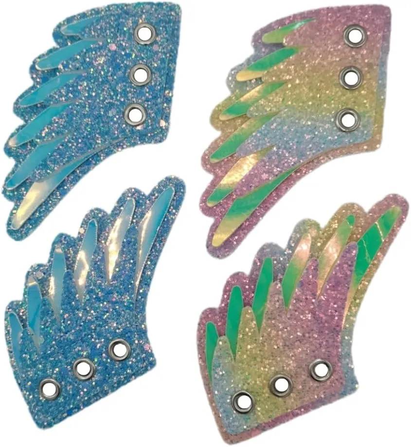 Shiny Metallic Sequin Shoe Wings Accessories, Roller Skate Canvas Sneaker Wing Charm Accessories, Shoelace Accessories Charms