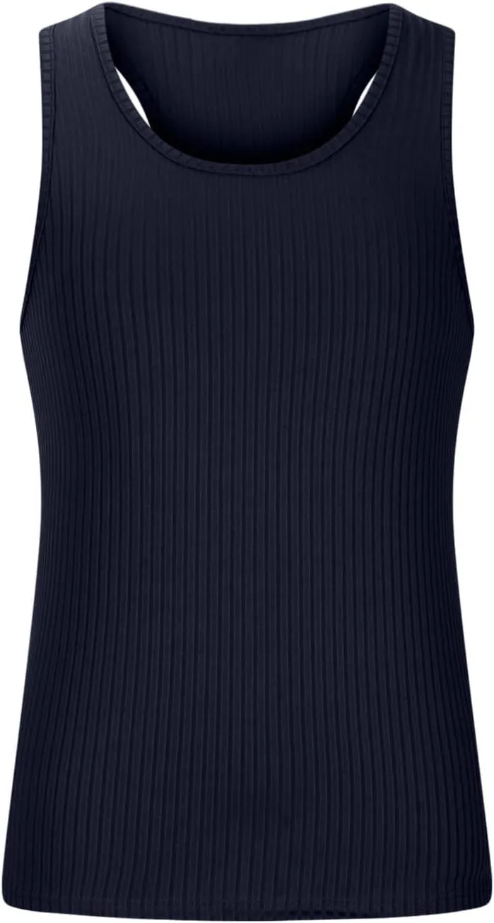 Shirts for Men 2023 Slim Fit Tight Fitting Sports Stripe Gym Tank Tops Vest Summer Casual Solid Muscle Fit Shirt
