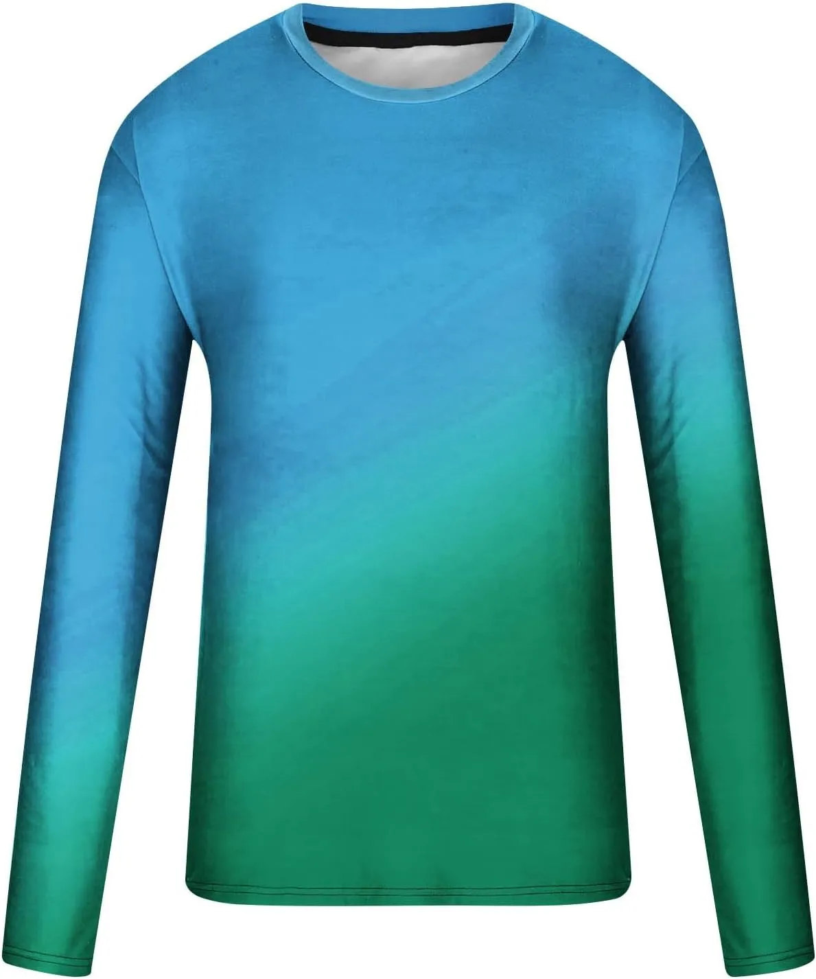 Shirts for Men Long Sleeve Casual Loose Gradient Color Print Crewneck Sweatshirt Lightweight Gym Workout Pullover Top