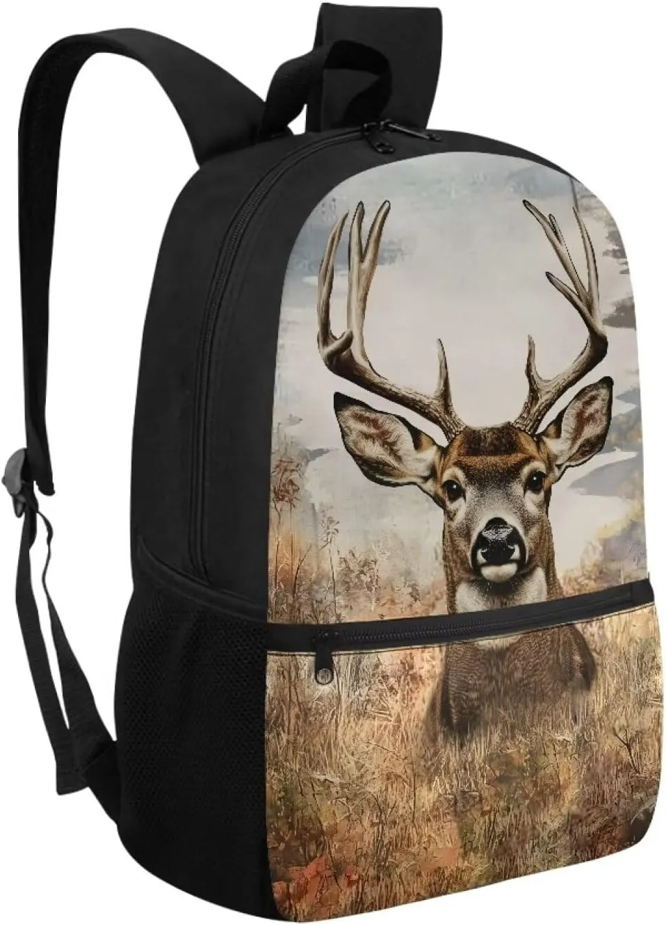 Showudesigns Hunting forest Deer School Backpack for Boys 8-12 12-14 Kids Bookbag Elementary Middle School Bags Back Pack with Water Bottle Holder 17inch Laptop Bag Rucksack