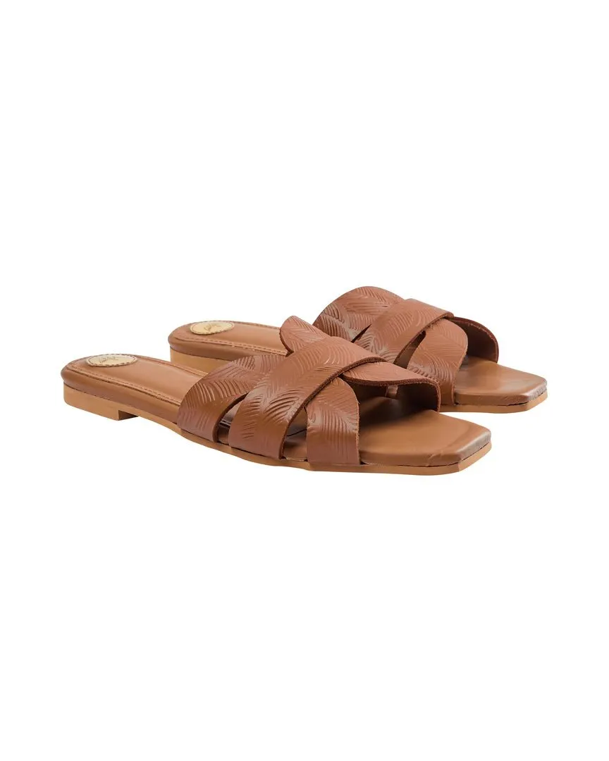 Sicily Leather Slide | Cognac